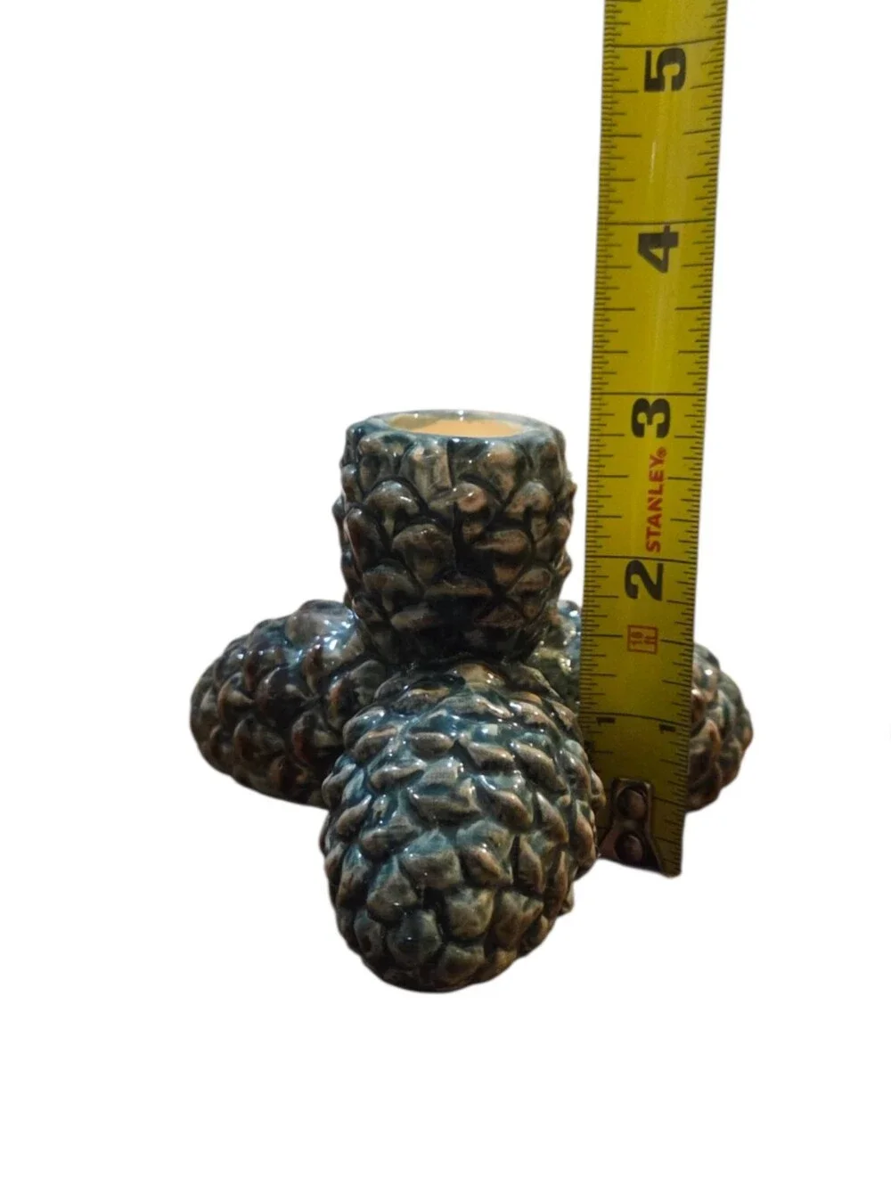 Vintage 1993 Ceramic Pinecone Candle Holders Nature Inspired Decor Set of 2